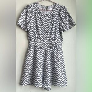 Anthropologie White and Black Zigzag Romper